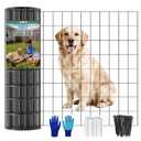 Welded Wire Fence 24inch x 50ft, 2inch x 3inch Black Chicken Wire Fencing, 16Gauge PVC Coated Garden Wire Fence Rolls, Anti-Rust Metal Fencing for Yard Plant Protection Poultry Netting