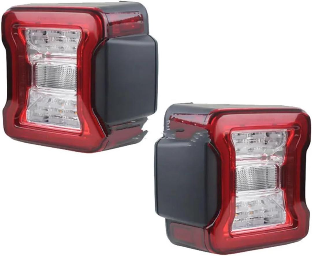 Car Rear Tail Lights 2Piece for Jeep for Wrangler for JK 2007 2008 2009-2017 Car LED Tail Light DRL Brake Reverse Turn Signal Rear Taillight Assembly Lamp (Eu red)