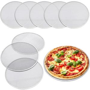 Nuogo 8 Pcs 16 Inch Pizza Pan with Holes Aluminum Mesh pizza Screen Seamless Round Tray for Oven Nonstick Baking Sheet for Kitchen Bakery Restaurant BBQ Party Cookware Supplies