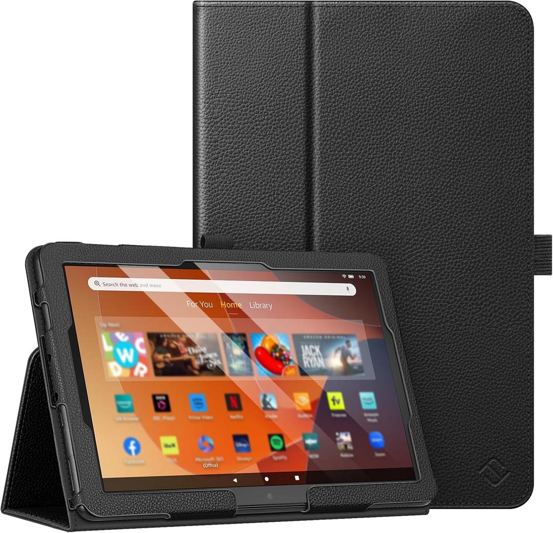 Fintie Folio Case for All-New Amazon Fire HD 10 and 10 Plus Tablet (13th/11th Generation, 2023/2021 Release) - Slim Fit Standing Cover with Auto Sleep/Wake, Black. 