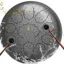 8 Inch Steel Tongue Drum 11 Notes A Major Handpan Drum Portable Rain Drum Outdoor Percussion Instrument with Mallets Finger Picks Carry Bag Music Book Beginner Yoga Meditation Gift (Silver)