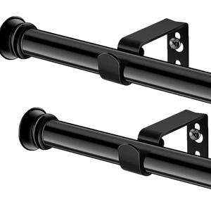 Curtain Rods 2 Pack 5/8 inch Black Curtain Rods for Windows 30 to 45 Inch with Brackets Easy to Install for Bedroom Living room Kitchen（30", 45"）