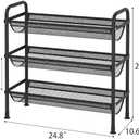 JSB 3 Tier Shoe Rack for Closet Mesh Fabric Metal Shoe Racks, Shoe Storage Organizer Small Narrow Shelf for Entryway, Hallway, Dorm Room (Black, 3 Tier)
