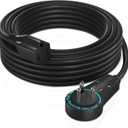 Maximm Cable 15 Feet 360 Rotating Flat Plug Extension Cord/Wire, 3 Prong Grounded Wire 16 Awg Power Cord - Black UL Certified
