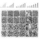 1285 Pieces M2 M3 M4 M5 Screws Nuts Washers Assortment Kit, Metric Screw Set, Bolts and Nuts, Machine Screws, Fully Machine Thread (Silver, Phillips Pan Head Machine Screws Kit)