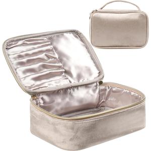 6 x VEELAM Makeup Bag for Cosmetics Organizer, Large Capacity Zipper Make Up Bag with Handle for Travel, Beige