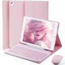Keyboard Case for iPad 9.7 inch, iPad 6th Generation (2018), iPad 5th Gen (2017), iPad Air 2 (2014), - Mouse and Detachable Keyboard for iPad Pro 9.7, Slim Case with Pen Holder, Auto Sleep/Wake-Pink