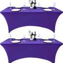 2-Pack 4ft Spandex Table Covers for Rectangular Folding Tables - Wrinkle Resistant Stretch Tight Table Cloths - Ultimate Fitted Table Protector for Parties, Banquet, and Wedding