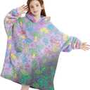 Wearable Blanket Hoodie for Kids Oversized Sherpa Blanket Hoodie for Kids Boys Girls Teens 6-13YR, Glow in The Dark Mushroom