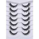 Pooplunch False Eyelashes Cat Eye Lashes Natural Clusters Short 8D Volume Wispy Faux Mink Lashes Fake Eyelash Strips 7 Pairs Pack