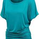 MBJ WT817 Womens Dolman Drape Top with Side Shirring M Jade
