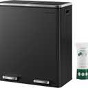 SONGMICS Trash Can, 2 x 8 Gallon (2 x 30 L) Garbage Can for Kitchen, with 15 Trash Bags, 2 Compartments, Plastic Inner Buckets and Hinged Lids, Airtight, Black ULTB60BK