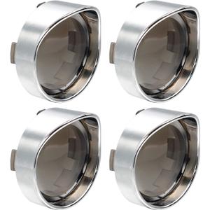 NTHREEAUTO 2 Inch Bullet Smoked Turn Signal Light Lens Cover with Chrome Visor Bezels Compatible with Harley Dyna Street Glide Road King