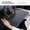 YONZEE 2-in-1 Car Steering Wheel Desk Tray & Car Seat Gap Filler Organizer Foldable Carbon Fiber Look Table for Laptop, Eating, Writing for Standard Round Steering Wheels