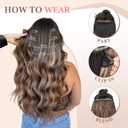 Fliace Clip in Long Wavy Synthetic Hair Extensions 20 Inch Light Brown with Blonde Highlights 6PCS Thick Hairpieces Fiber Double Weft Hair for Women
