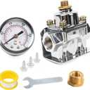 Fuel Pressure Regulator Carburetor Parts with Fuel gauge Pressure Regulator 12-804 1-4 PSI 3/8in NPT (Silver)