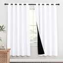 NICETOWN 100% Blackout Window Curtain Panels, Full Light Blocking Drapes with Black Liner for Nursery, 72-inch Drop Thermal Insulated Draperies (White, 2 Pieces, 62-inch Wide Per Panel)