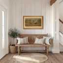 XJYISUO Vintage Gold Framed Wall Art Horse Wall Decor Rustic Canvas Art Farmhouse Pictures Neutral Paintings Cottagecore Artwork For Living Room Bedroom Dining Room, 24"L x 16"W