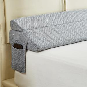 Queen Size Bed Wedge Pillow for Headboard  Foldable Mattress Gap Filler (0-8"), Adjustable Triangle Bolster, Stops Pillows from Slipping, with Detachable Pockets, Gray (60"x10"x6") (Queen (60" x 10" x 6" - Foldable))