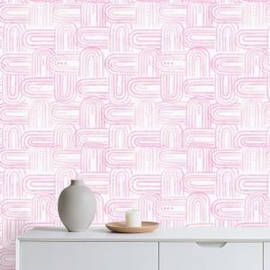 Modern Peel and Stick Wallpaper A Set of 17.3"x120" Boho Pink Contact Paper Removable Self-adheisve Wallpaper for Cabinets Shelf Drawer Bedroom Wall Decor