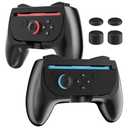 PAWDIARY Comfort Switch 2 Controller Grips (for Nintendo Switch 2025 Grips), [2 Pack] Grip Accessories Switch 2 Left and Right Controller, Ergonomic Handle Kit with 4 Thumb Caps (Black&Black)