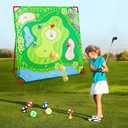 Golf Chipping Game with Stand - 54"x 54" Golf Target Backyard Game Set Includes 24 Sticky Balls, 2 Clubs, 2 Hitting Mats, Portable Golf Game for Chipping Practice for Dads Golfers