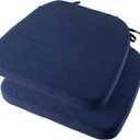 Battilo Chair Cushions for Dining Chairs with Ties, Indoor/Outdoor Kitchen Chair Pad with Non-Slip Backing, Dining Seat Cushion with Machine Washable Removable Cover, 16"x16"x2", Set of 2, Navy