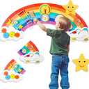 Joyibay Rainbow Sensory Wall Panel,Wooden Montessori Busy Board with 9 Activities for Toddlers 1-3, Educational Sensory Toys for Daycares, Preschool, Bedrooms