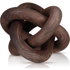 Yalikop 3 Link Wood Knot Decor - Hand Carved Coffee Table Decoration, Boho Chain Link Decor, Modern Shelf, Rustic Objects for Home Living Room Bedroom(Black Walnut) (Black Walnut)