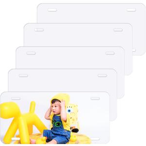 5 Pack Sublimation License Plate Blanks, Metal Aluminum Automotive License Plate, Thermal Transfer Custom Design for car License Plate