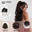 24 Inch Ponytail Extension, Layered Ponytail Extensions for Women, Soft Wavy Claw Clip in Ponytail Extension, Natural Synthetic Hair Pieces for Women (Color: Dark Brown with Honey Blonde Highlights)