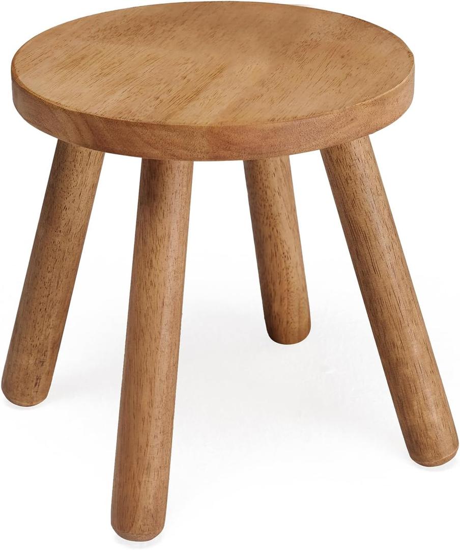 11.8" H Round Solid Wooden Stool Wood Plant Stand Woden Decorative Stool Garden Stool Portable Stand for Kitchen Bathroom Living Room Bedroom