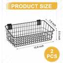 Yaocom 2 Pcs Slatwall Baskets for Slatwall,15.8 Inch Width Metal Heavy Duty Wire Mounted Hanging Basket Storage Display Basket for Retail,Garage,Office,Sports,Toys,and More,Black