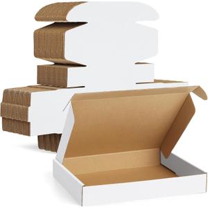 Famagic 30 Pack 13x10x2 Inch Small Shipping Boxes White Corrugated Cardboard Boxes Mailer for Small Business, Mailing Boxes for Packaging Bulk