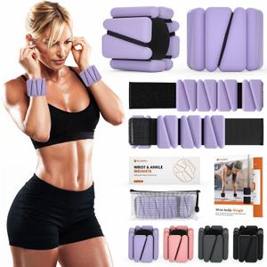 Wrist Weights, Ankle Weights for Women Men, Adjustable Wrist Weighted Bracelet for Home Gym Workout, Running, Yoga, Exercise, Strength Training, Set of 2 (1LB Each)-Purple