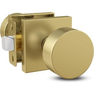 Mega Handles SUANA Passage Door Knob for Hallway, Closet and Bathroom, Reversible Heavy Duty Design Door Knobs, Fits All Standard Door Sizes, Screws Included - Satin Brass (1 Pack)