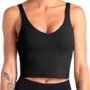 Dragon Fit Sports Bra for Women Longline Padded Bra Yoga Crop Tank Tops Fitness Workout Running Top (Medium, Black)