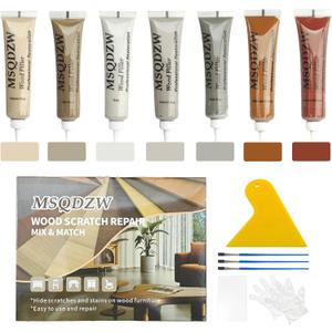 Wood Filler Kit - Repair Touch Up Paint Filler for Furniture, Tables, Cabinets, and Floors  Covers Scratches, Cracks, Stains, and Discoloration  Restore Wood Veneer, Oak, Walnut, Gray, Brown and More