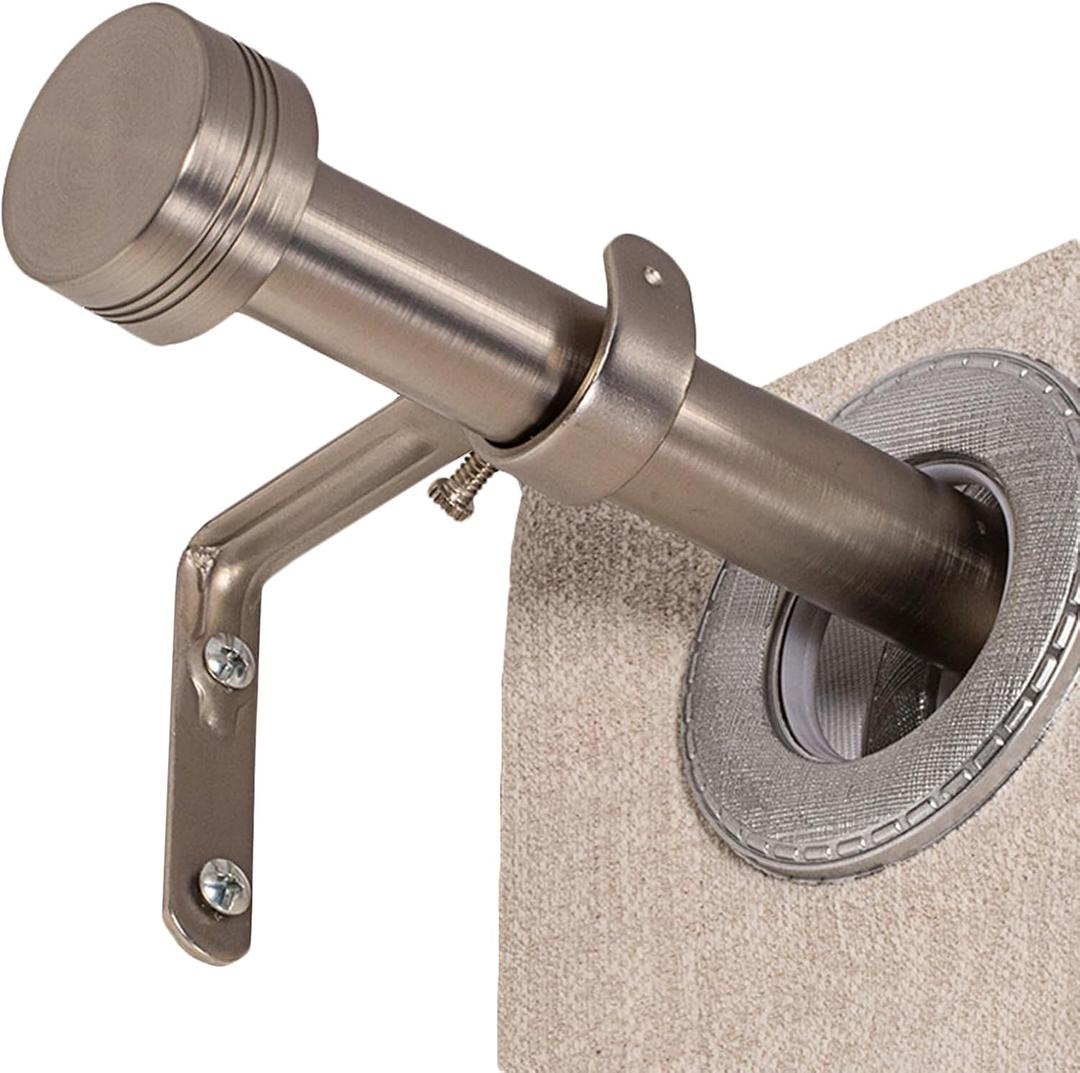 Satin Nickel Curtain Rods 18 to 45 inches,1 Inch Modern Metal Drapery Rods,Adjustable Heavy Duty Curtain Pole Suitable for Bedrooms and Living Rooms(18"-45"Satin Nickel)