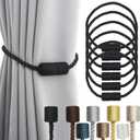 6 Pack Black Strong Magnetic Curtain Tiebacks Outdoor Elegant Decorative Tie Backs Modern Rope Tiebacks for Drapes Window Curtain Holdbacks for Draperies