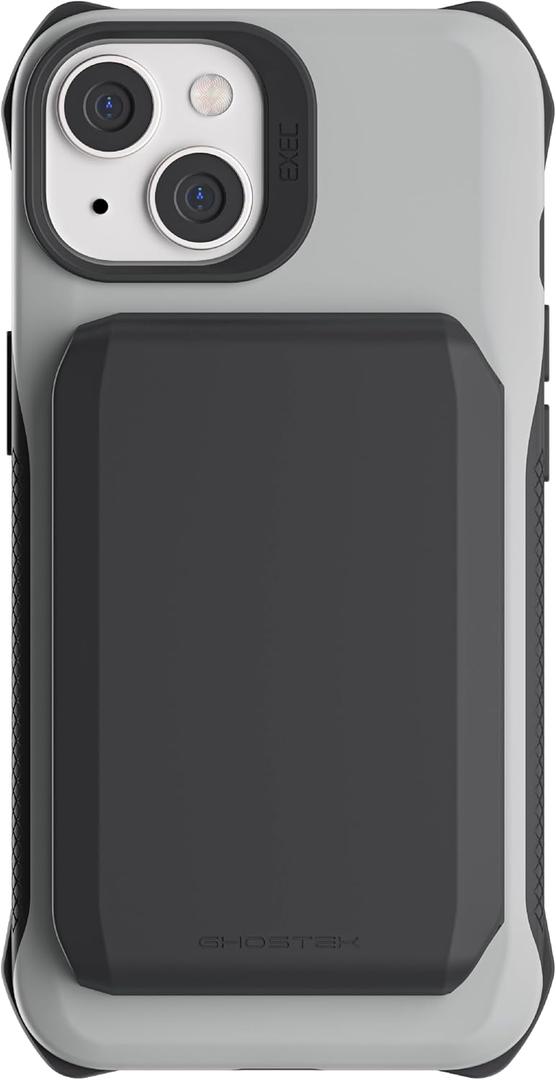 Ghostek Exec Wallet Case for iPhone 15 - Magnetic Credit Card Holder, Compatible with MagSafe Accessories, Kickstand (6.1 Inch, Grey)