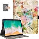 Vimorco Case for iPad Pro 13 Inch M4 2024 Model, for iPad 13 Pro Case, Pu Leather Protective Adjustable Stand Cover, Hand Strap, Card Pocket with Pencil Holder, Dragonfly