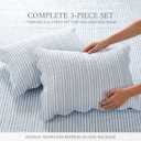 Levtex Home - Martha Stripe Quilt Set - Full/Queen Quilt and Two Standard Shams - Stripe - Blue White - Quilt (88x92in.) and Shams (20x26in.) - Reversible - Cotton