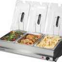 Proctor Silex Buffet Server & Food Warmer, Adjustable Heat, for Parties, Holidays and Entertaining, Three 2.5 Quart Oven-Safe Chafing Dish Set, Stainless Steel