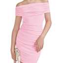 EXARUS Girls Off Shoulder Ruched Bodycon Dress Teen Sleeveless Graduation Spring Dance Formal Party Tween Mini Dresses, Size 10Y