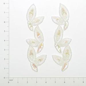 Expo International Foliage Beaded Sequin Patch Pack of 2 Applique, Crystal Aurora Borealis
