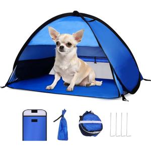 Beach Sun Shelters, Instant Sun Shade Canopy Head PopUp Canopy Automatic Shade Tent for Camping, Portable Windproof Waterproof with Mobile Phone Stand with Tent Nails, with Breathable Mesh, 80cm (Blue-Breathable-31.5in)