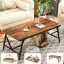 Folding Coffee Table, No Assembly Low Coffee Table, Floor Table Desk for Sitting on The Floor, Portable Floor Table for Living Room, Home, Caravan and Outdoor use, 39.4L x 19.7W x 15.8H (Rustic Brown)