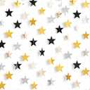 Patelai Glitter Star Garland Banner 2026 Graduation Decor 130 Feet Star Hanging Banner Twinkle Backdrop for Party Birthday Classroom Wedding Supplies(Silver Gold Black)