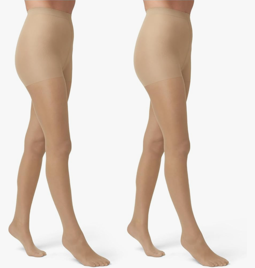 HUE Women's 2 Pack Sheer Tights Assorted Womens Tights Including Control Top, Fishnet, Lace, Toeless Pantyhose